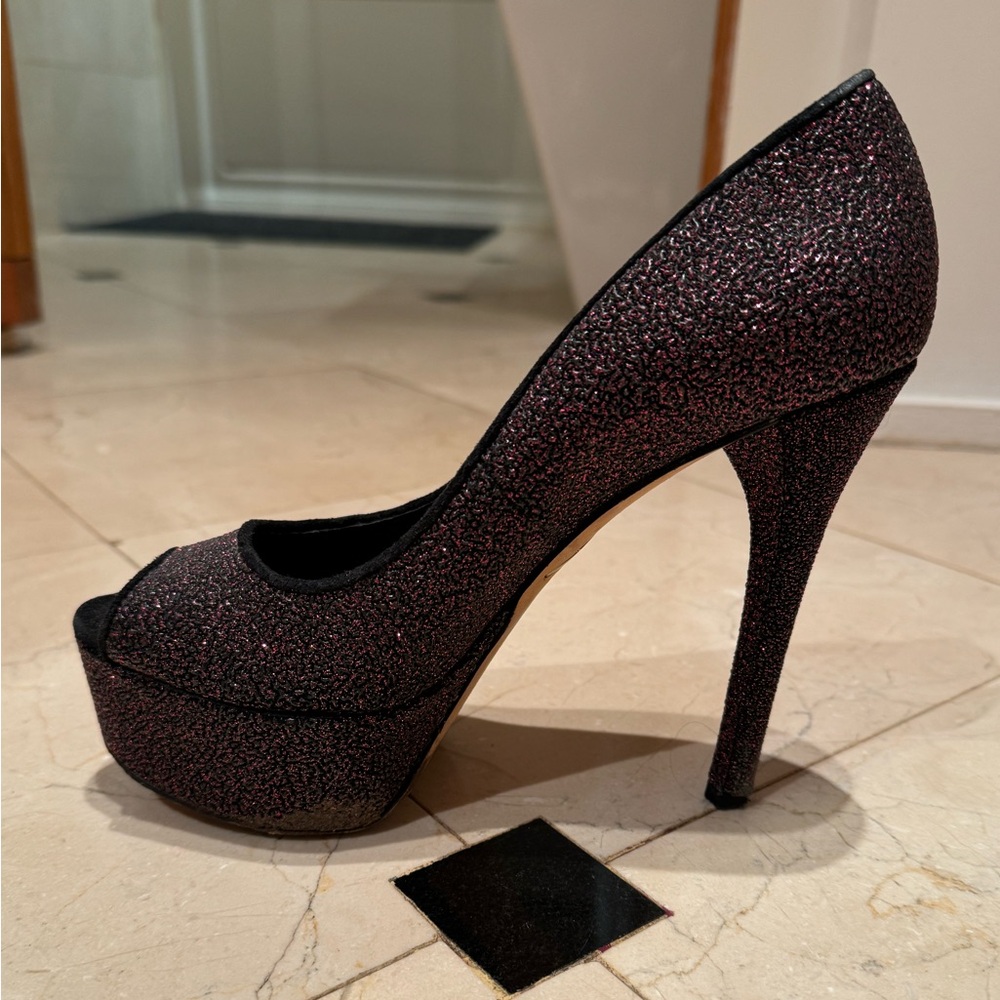 Purple and black heels